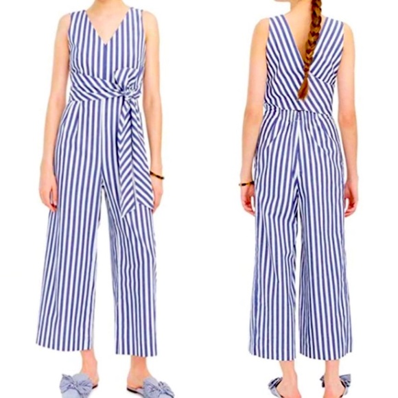 J. Crew Pants - NEW J. Crew Re-Imagined Striped Wide Leg Summer Jumpsuit Size 10